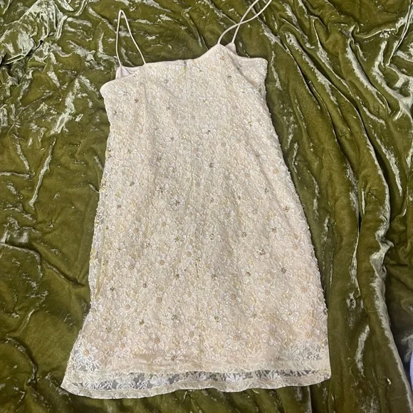 Topshop yellow sequin beaded embroidered sparkle strappy shift dress winx - Picture 11 of 14